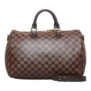 Louis Vuitton Damier Speedy 35 Bandouliere Ebene Brown Leather